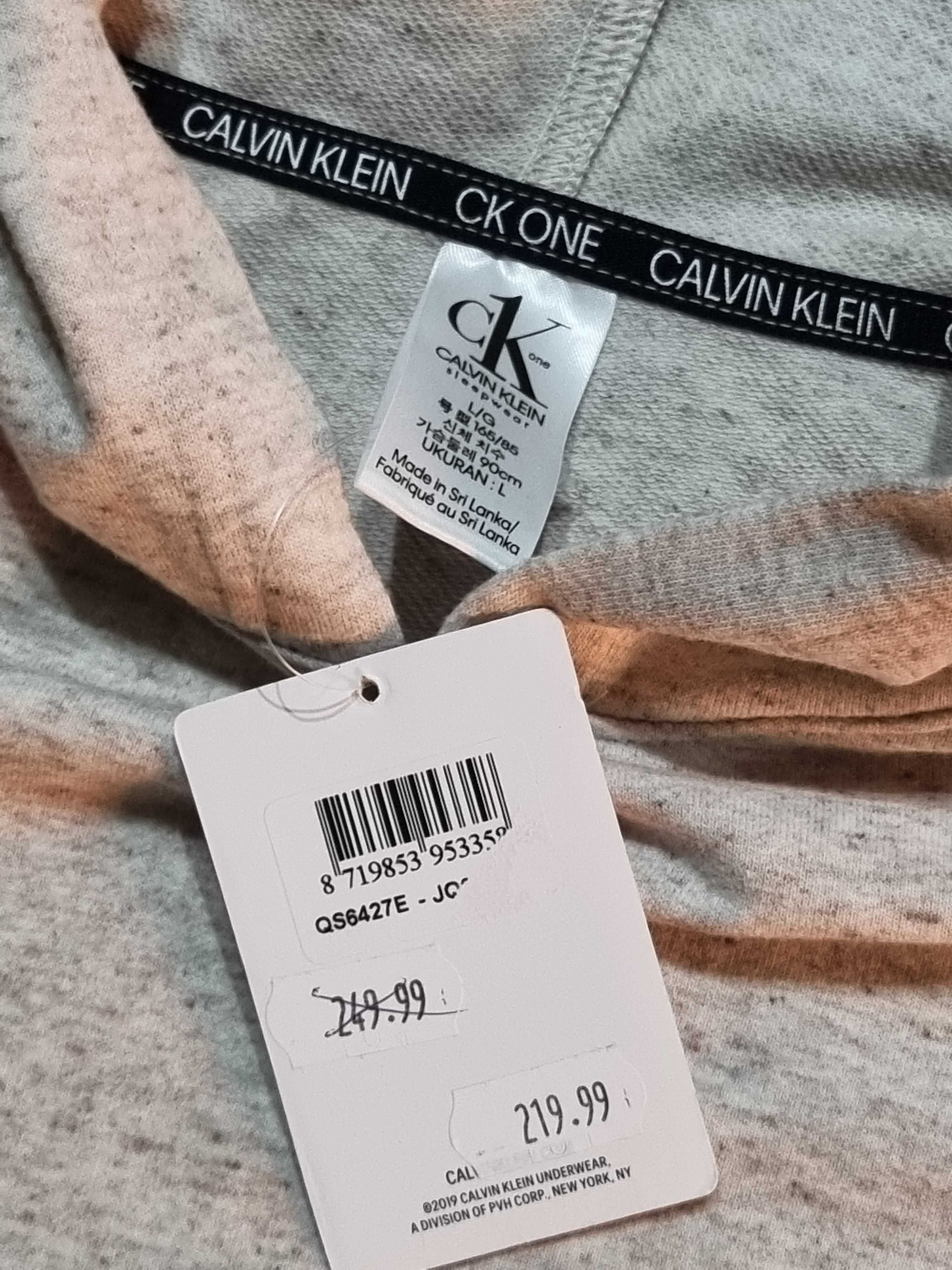 Nowa bluza Calvin Klein, krótka, wiązana, melange/szara, M (38)