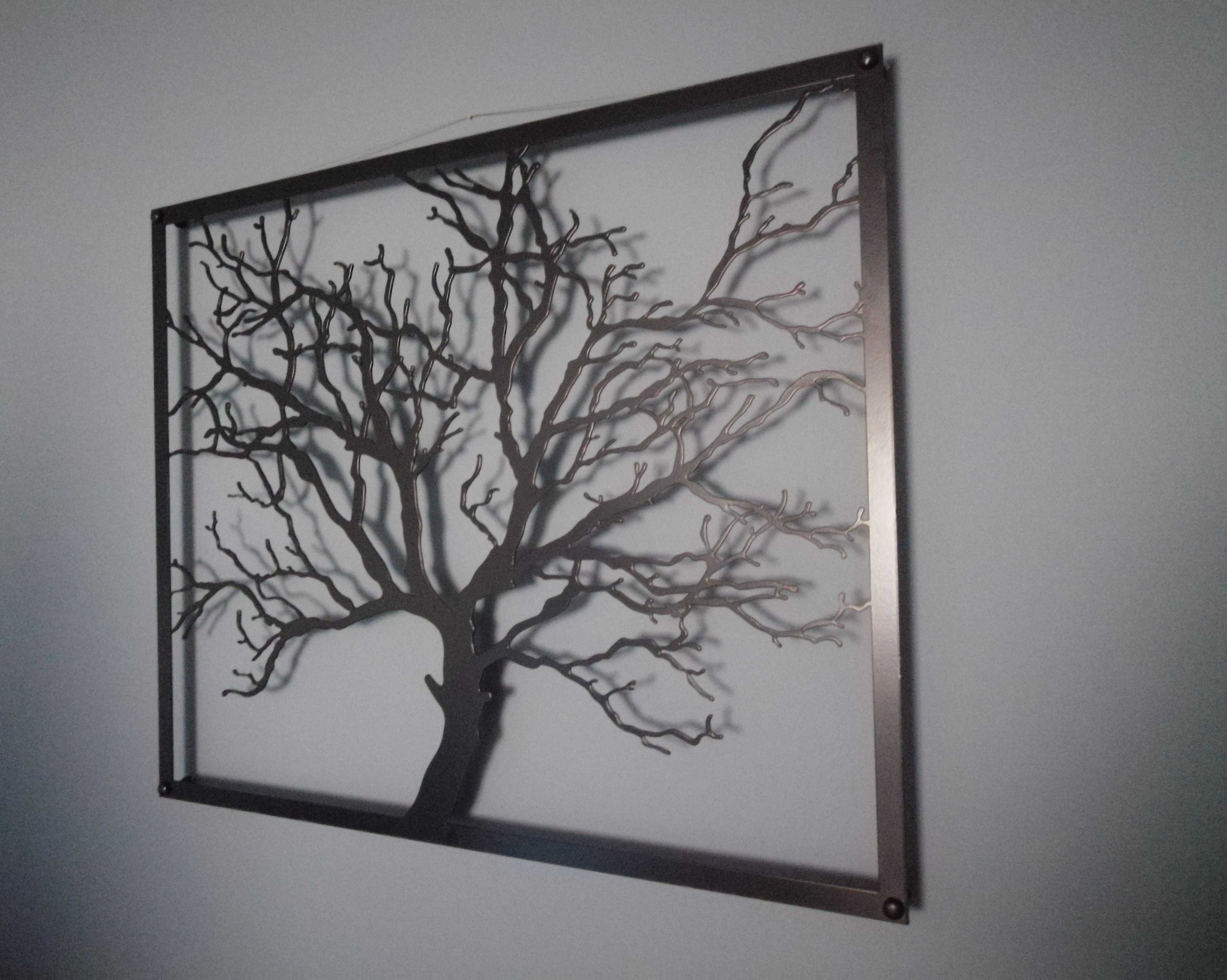 Unikalny obraz z metalu, drzewo, ażurowy, loft.