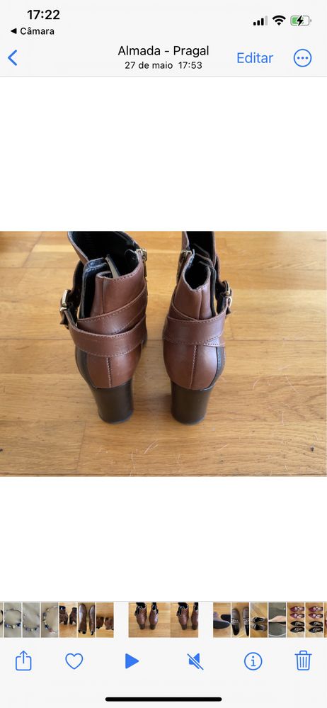 Botins de pele camel e castanho marca Zillian