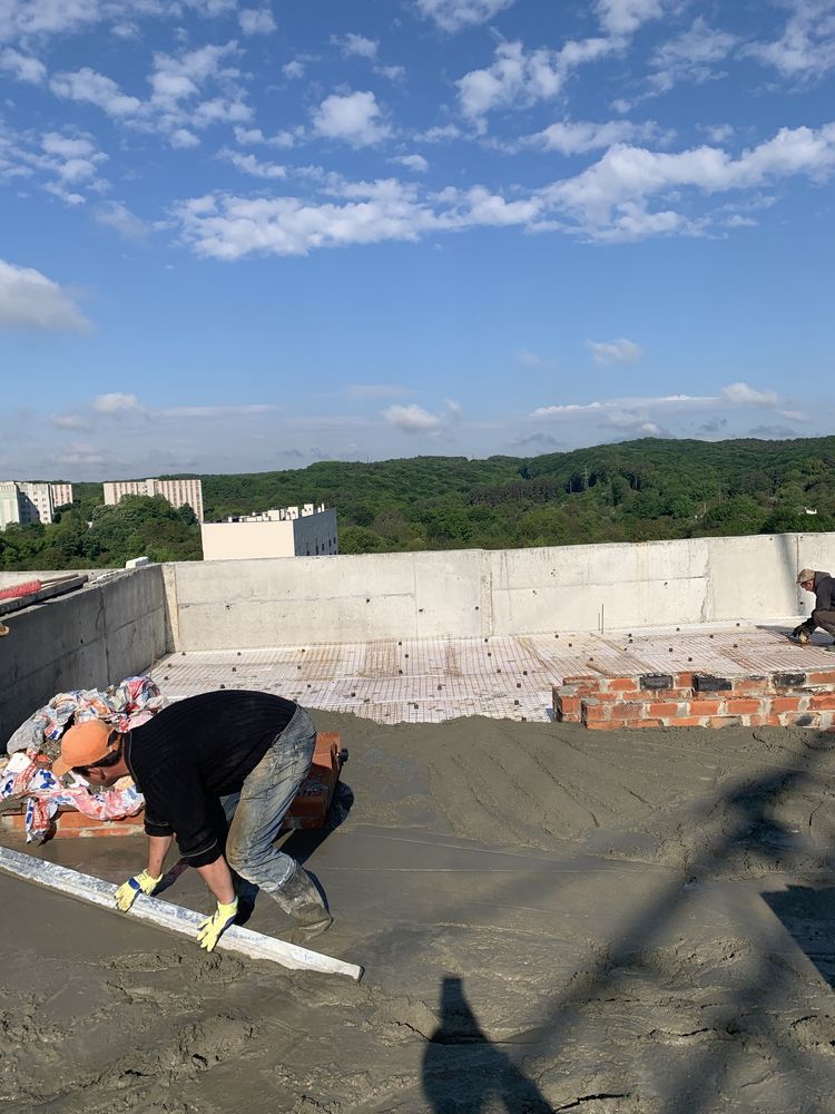 Стяжка бетонна, напів суха, ухилоутворююча для даху,  утеплення даху