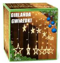 Girlanda świąteczna 4m 200 LED kurtyna lampki gwiazdki księżyce CIEPŁE