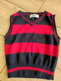 Wizytowa kamizelka sweterkowa w paski dla chłopca r 86