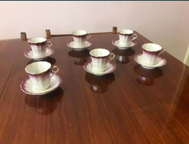 Изящный набор кофейных чашек (кофейный набор) с блюдцами на 6 персон