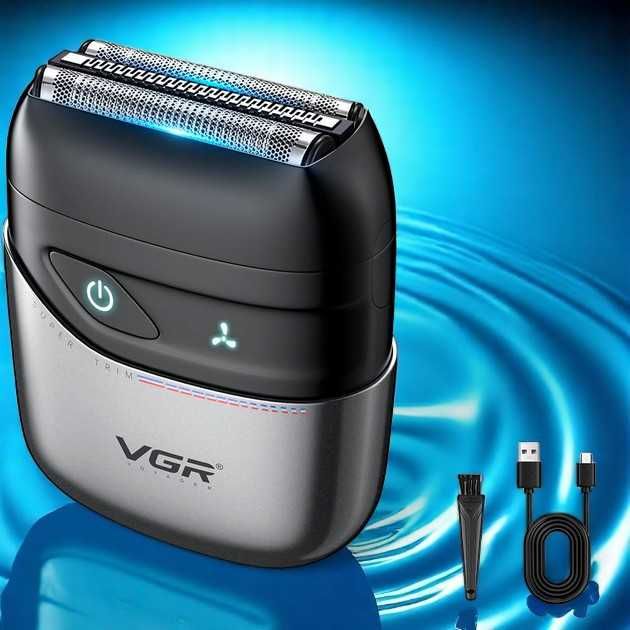 Электробритва VGR V-379Gray шейвер с двойным лезвиям IPX6 USB-зарядка