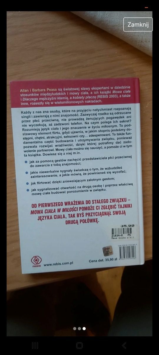 Mowa ciała allan i barbara pease ksiazka psychologiczna