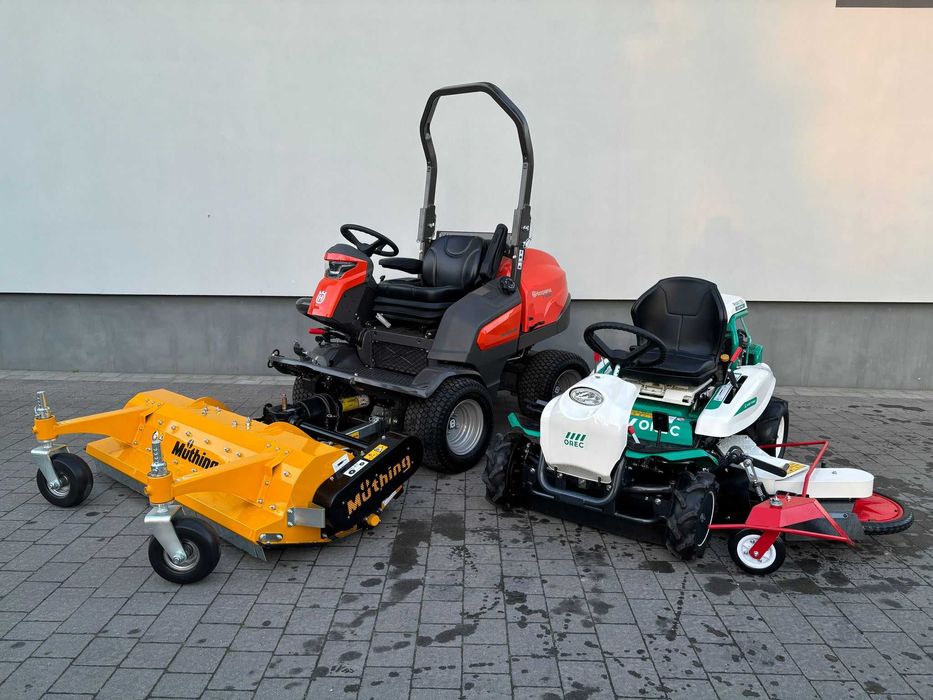 Rider Husqvarna P 525DX z kosiarką bijak. Muthing FM160 + OREC RMK180