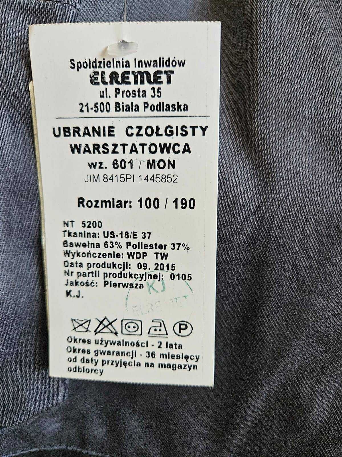 Ubranie czolgisty, warsztatowca tzw. czarnych ROZMIAR 100/190