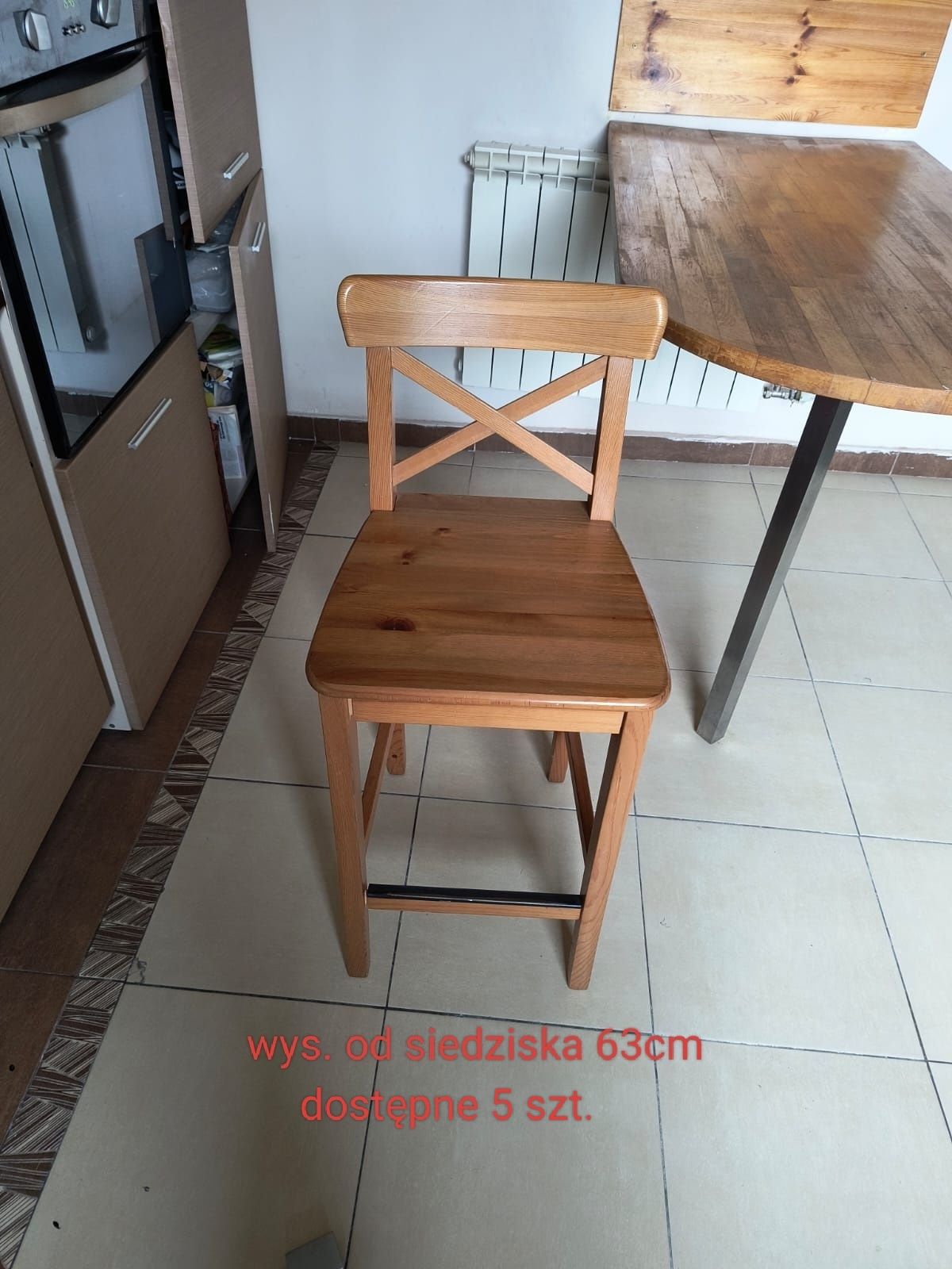 Zestaw stół + 5 krzeseł barowych Ikea Ingolf