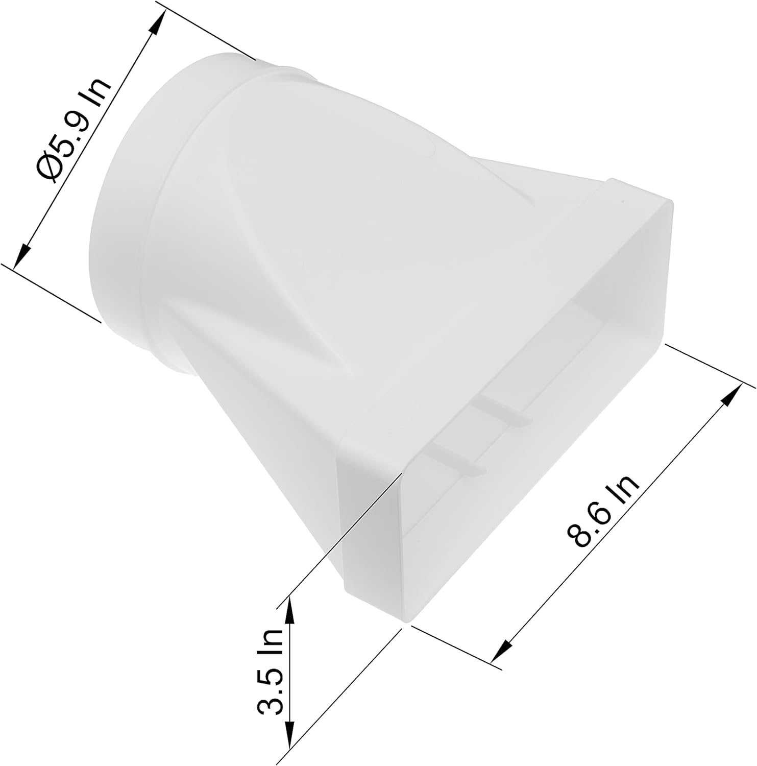 KOLANO łączące kanał PŁASKI 220x90mm Z KANAŁEM OKRĄGŁYM FI 150mm pcv