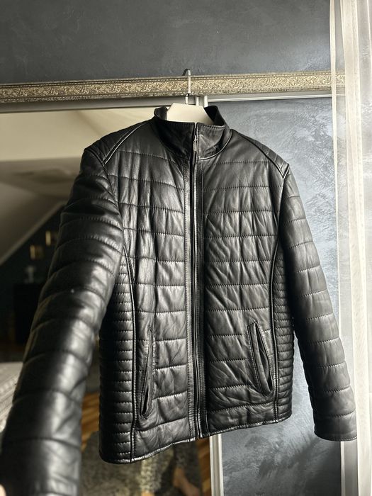 Тепла чоловіча куртка з натуральної шкіри, зимова,