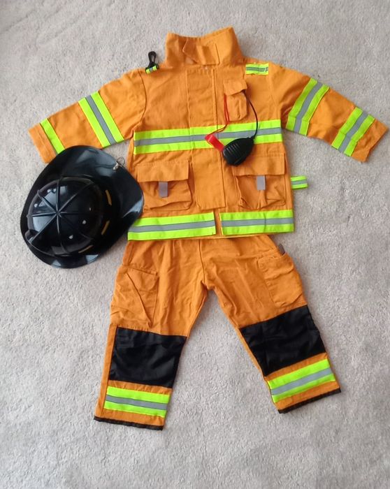 Dwuczęściowy strój strażaka z kaskiem Halloween na wiek 3-4 lata