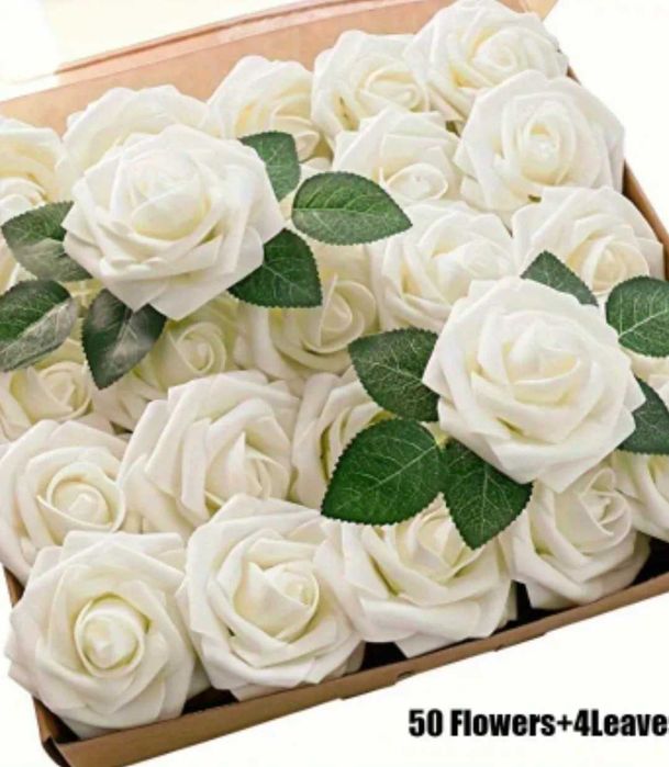 Весільний букет з штучних троянд, білі, декор на арку, столи,