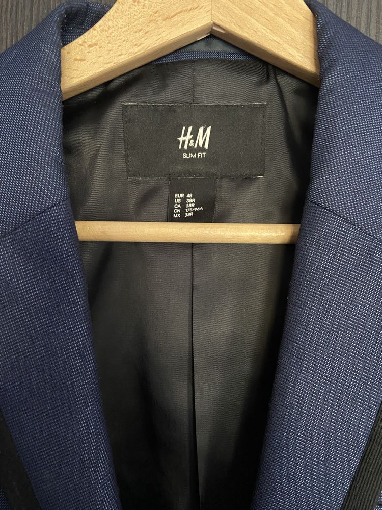 Granatowa marynarka slim fit H&M