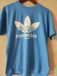 Cannabis Adidas  koszulka męska damska błękitna bawełna