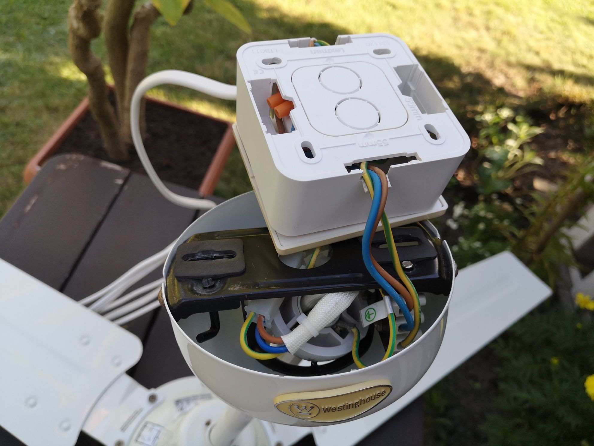 Wentylator sufitowy mieszacz wiatrak z regulatorem, biały