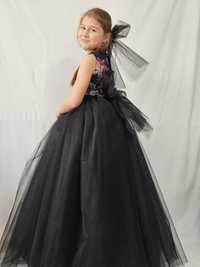 Платье на девочку 7-8 лет пышное нарядное длинное черное на выпускной