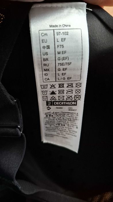 Nowy biustonosz sportowy Decathlon, 75E/F