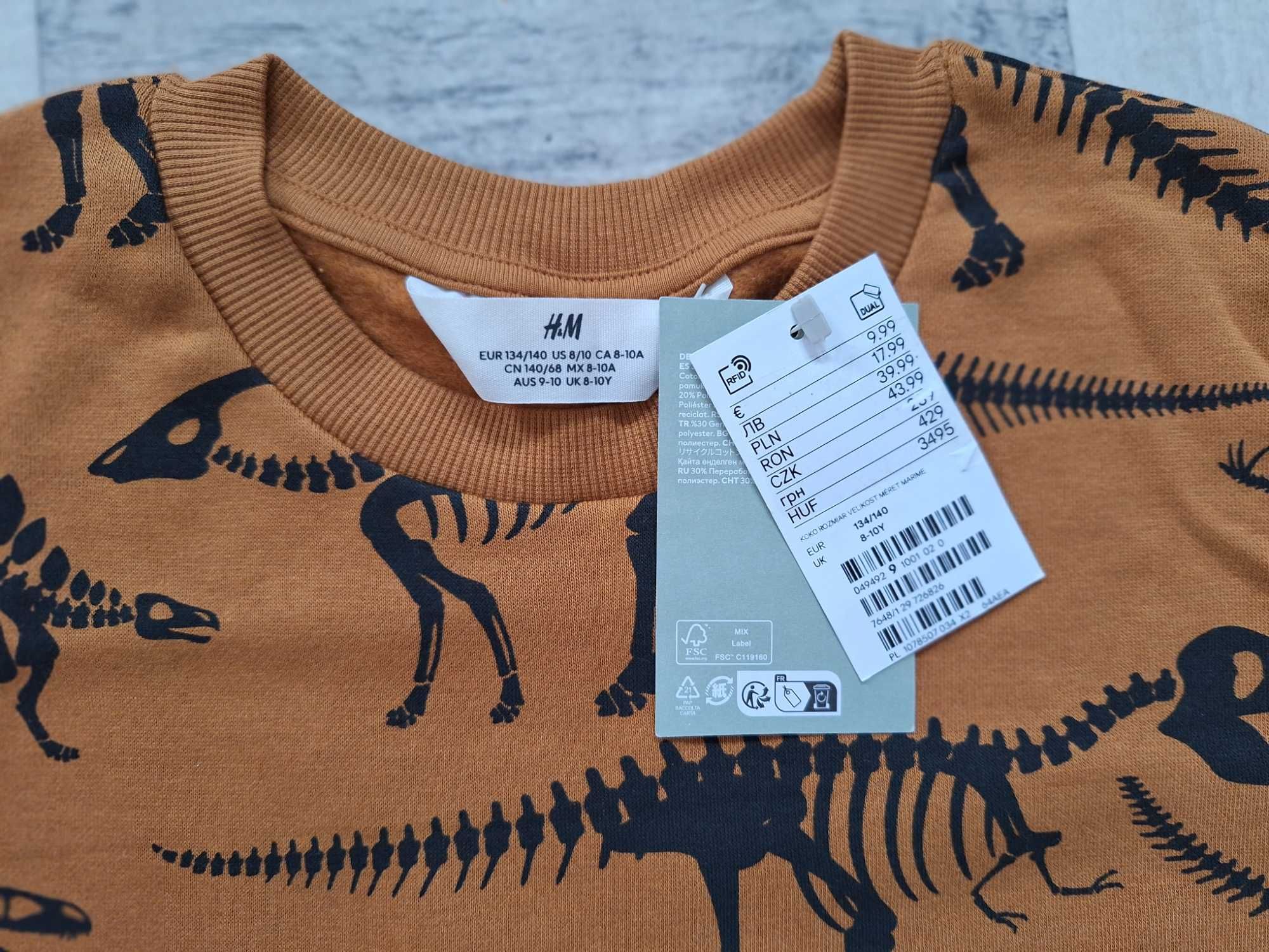 Nowa bluza chłopięca, dinozaury, rozmiar 134/140, H&M