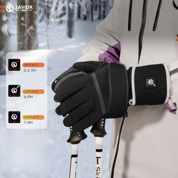 Rękawice Grzewcze Zimowe Cienkie Sportowe SAVIOR HEAT 2200mAh XL/XXL