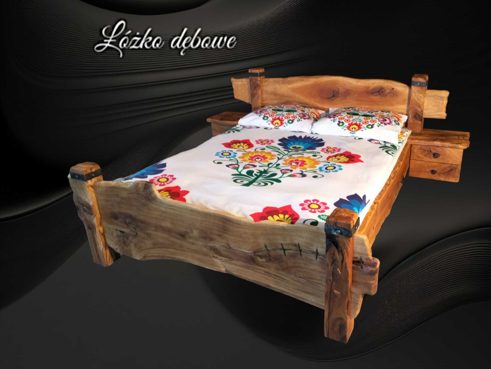 Łóżko dębowe w stylu rustykalnym