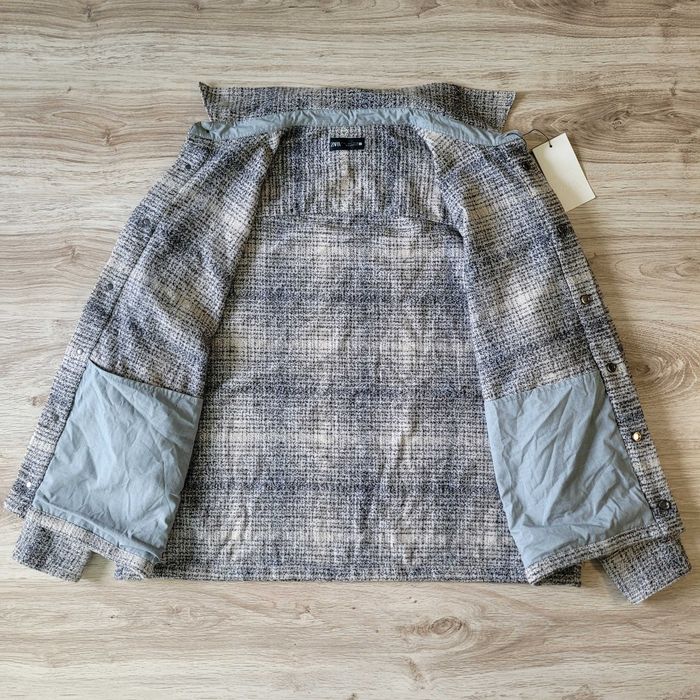 ZARA розмір L чоловіча Relaxed fit куртка сорочка біла сіра оверсайз