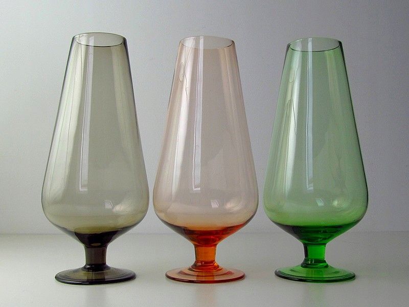 lata 60 vintage 3x szklany dmuchany wazon