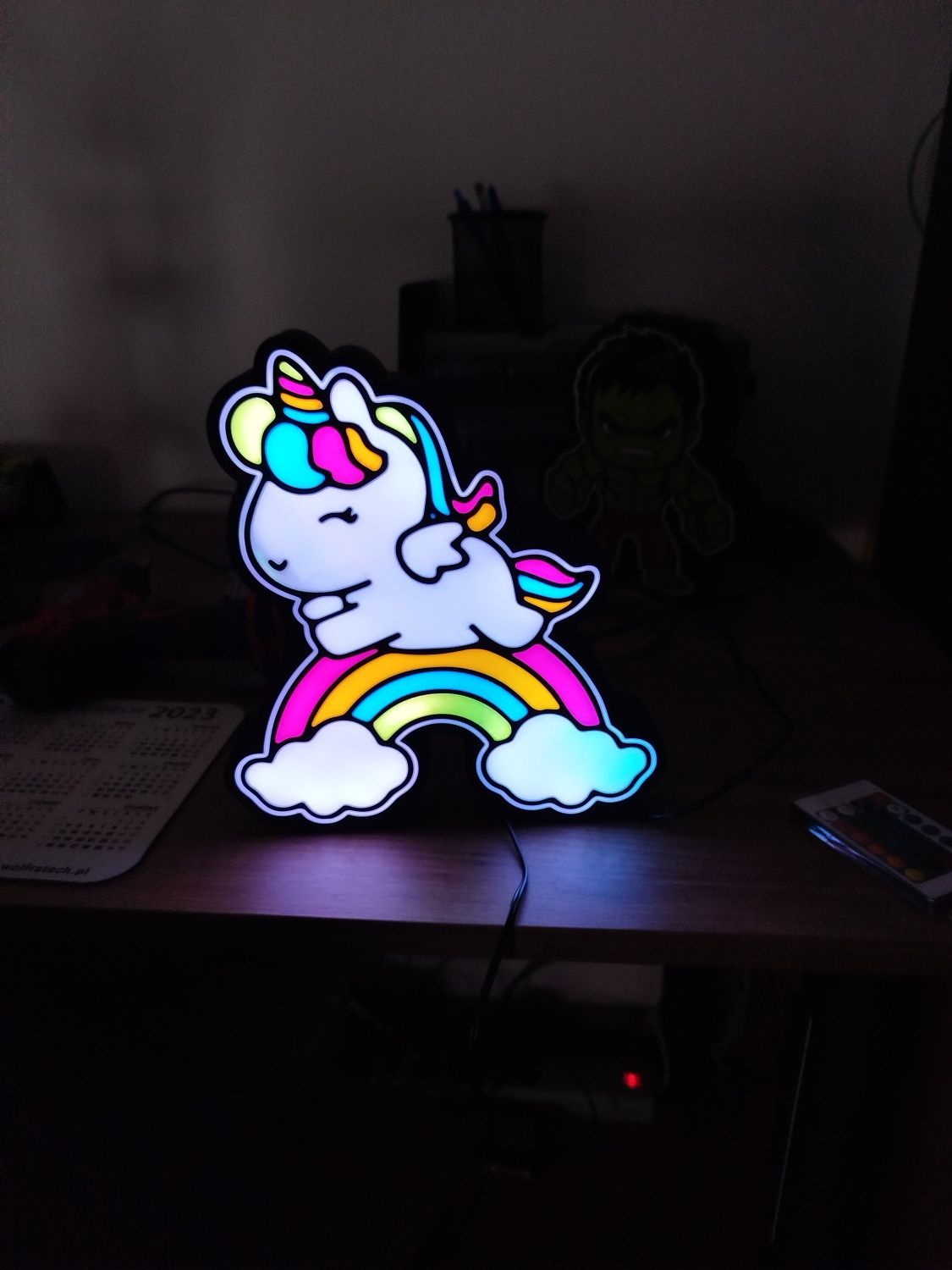 Lampa nocna Kolor LED - jednorożec - Neonki3D