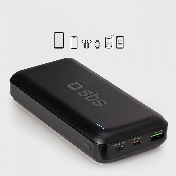 Powerbank SBS TTBB20000PD20K 20000 mAh 20W PD USB-C, USB-A, Micro-USB