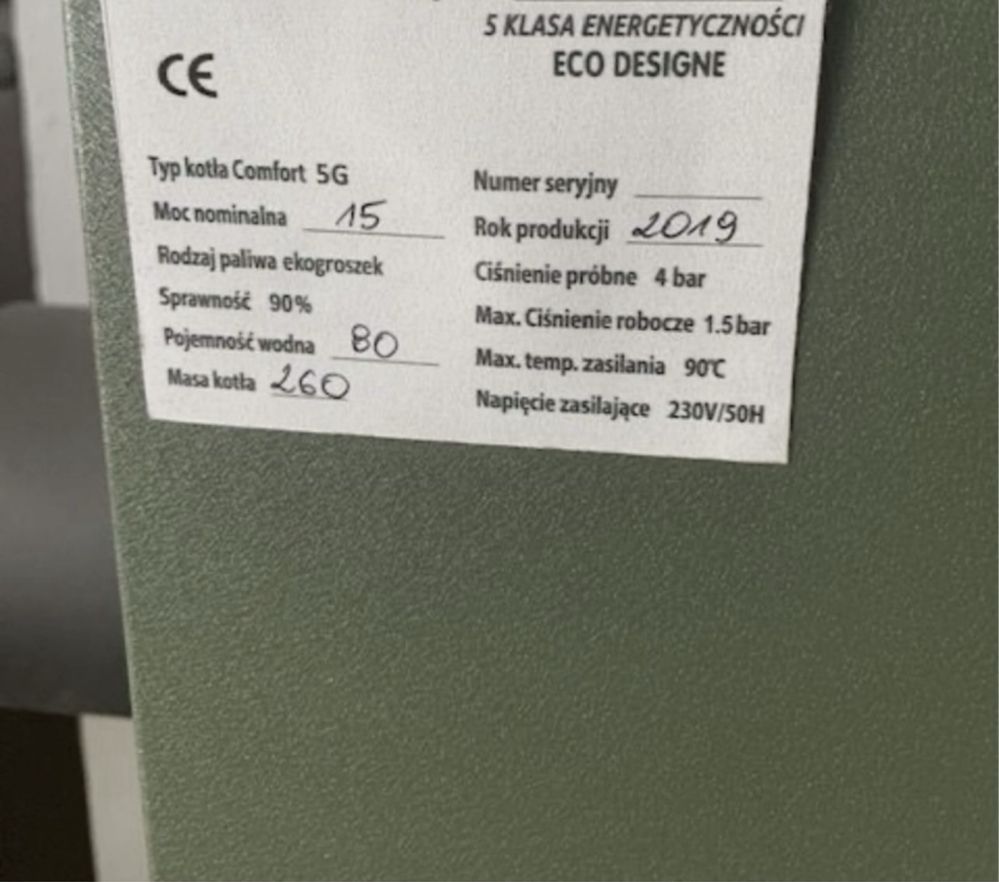 Piec kocioł 15 kW  na pellet ekogroszek drewno 150m2