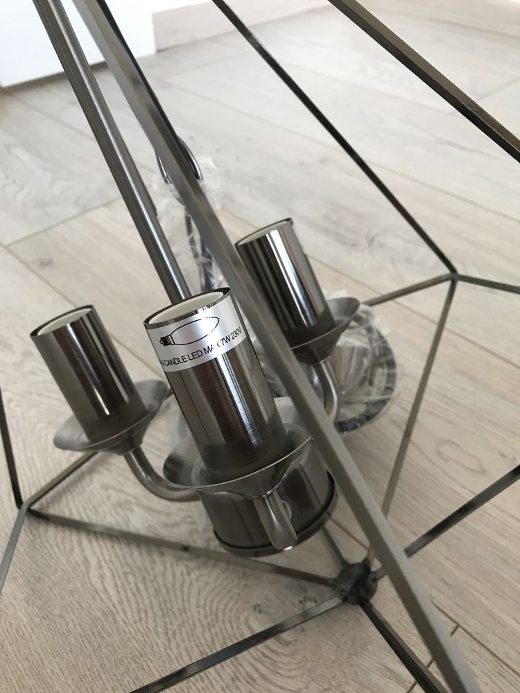 Lampa wisząca SEARCHLIGHT DIAMOND 3, nikiel, farmhouse, loft, diament