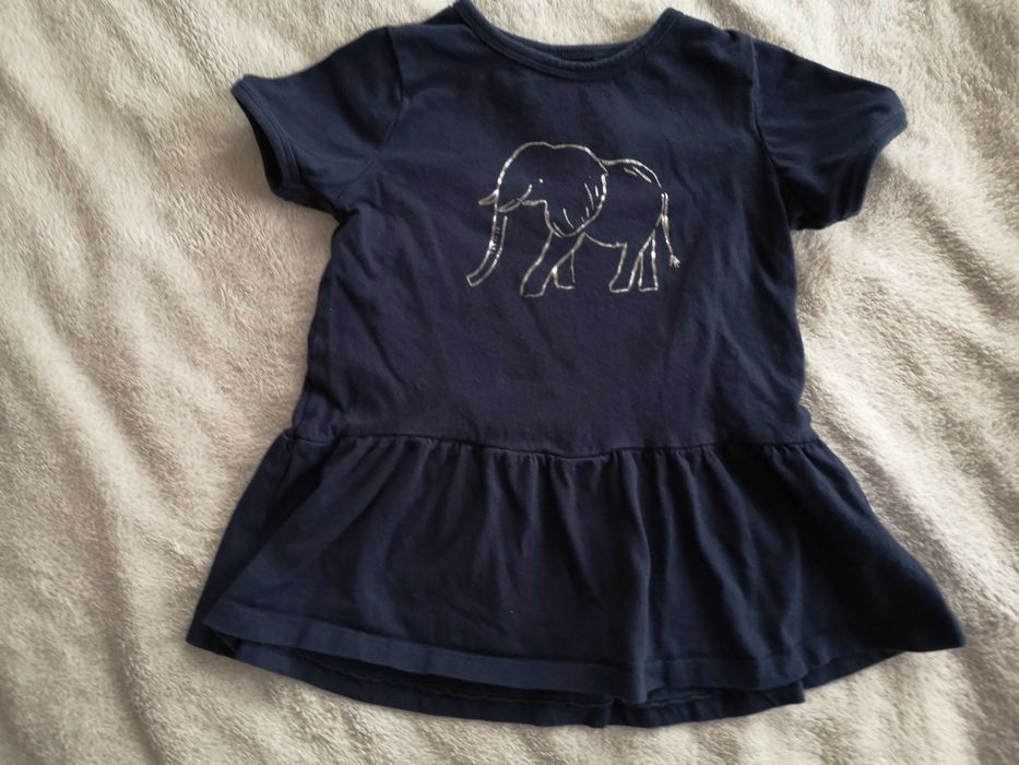 Granatowa bawełniana sukienka srebrny słoń VRS 80 - 86 jak nowa