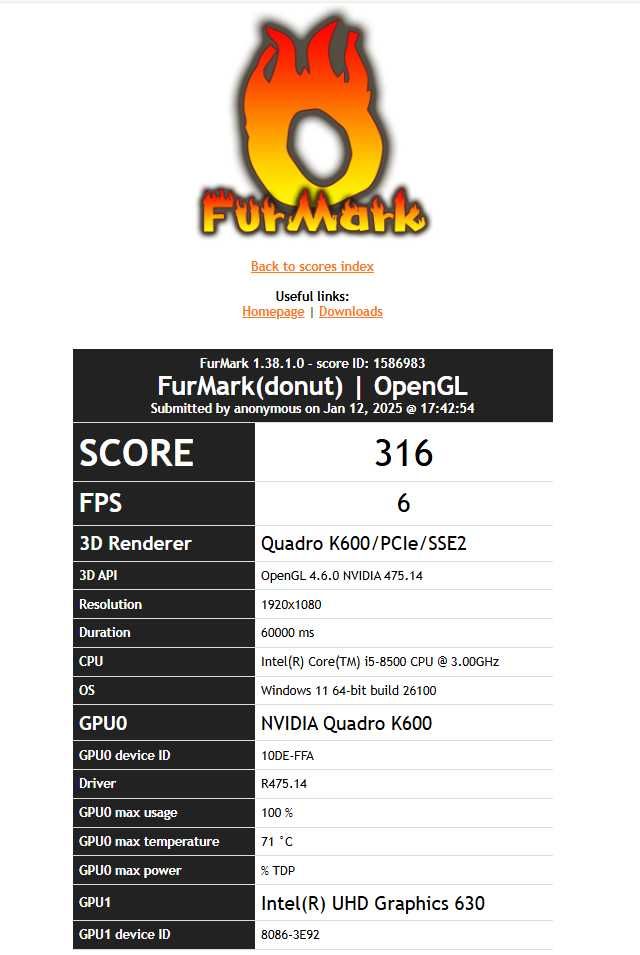 NVIDIA Quadro K600 test w 3DMark 1GB DP DVI-I Low Profile