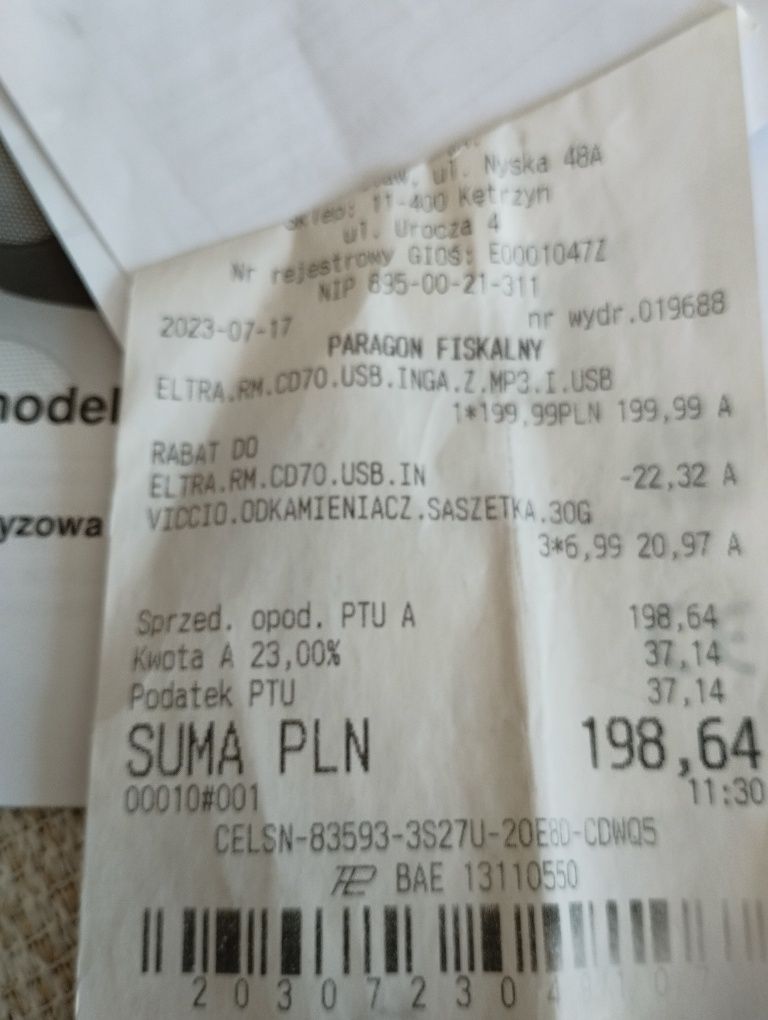 Radioodtwarzacz CD Inga Eltra