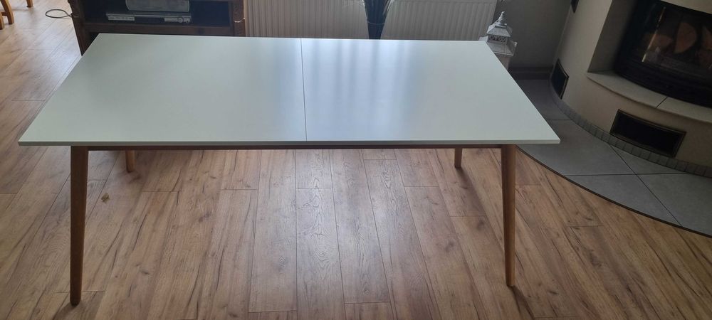 Stół rozkładany biały MDF, drewniany, styl nowoczesny, skandynawski.