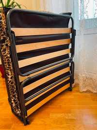 Розкладачка з матрацом 6 см на ламелях розкладне ліжко раскладушка