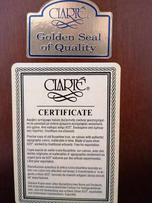 Quadro em madeira com pinturas e relevo em prata 925