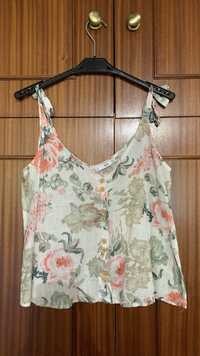 Top floral tipo linho Mango