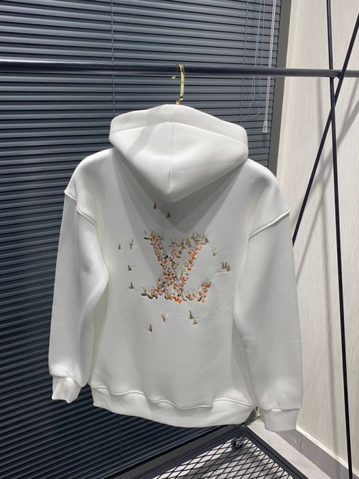 Худі Louis Vuitton чоловіча на флісі, худі луї віттон чоловіче біле