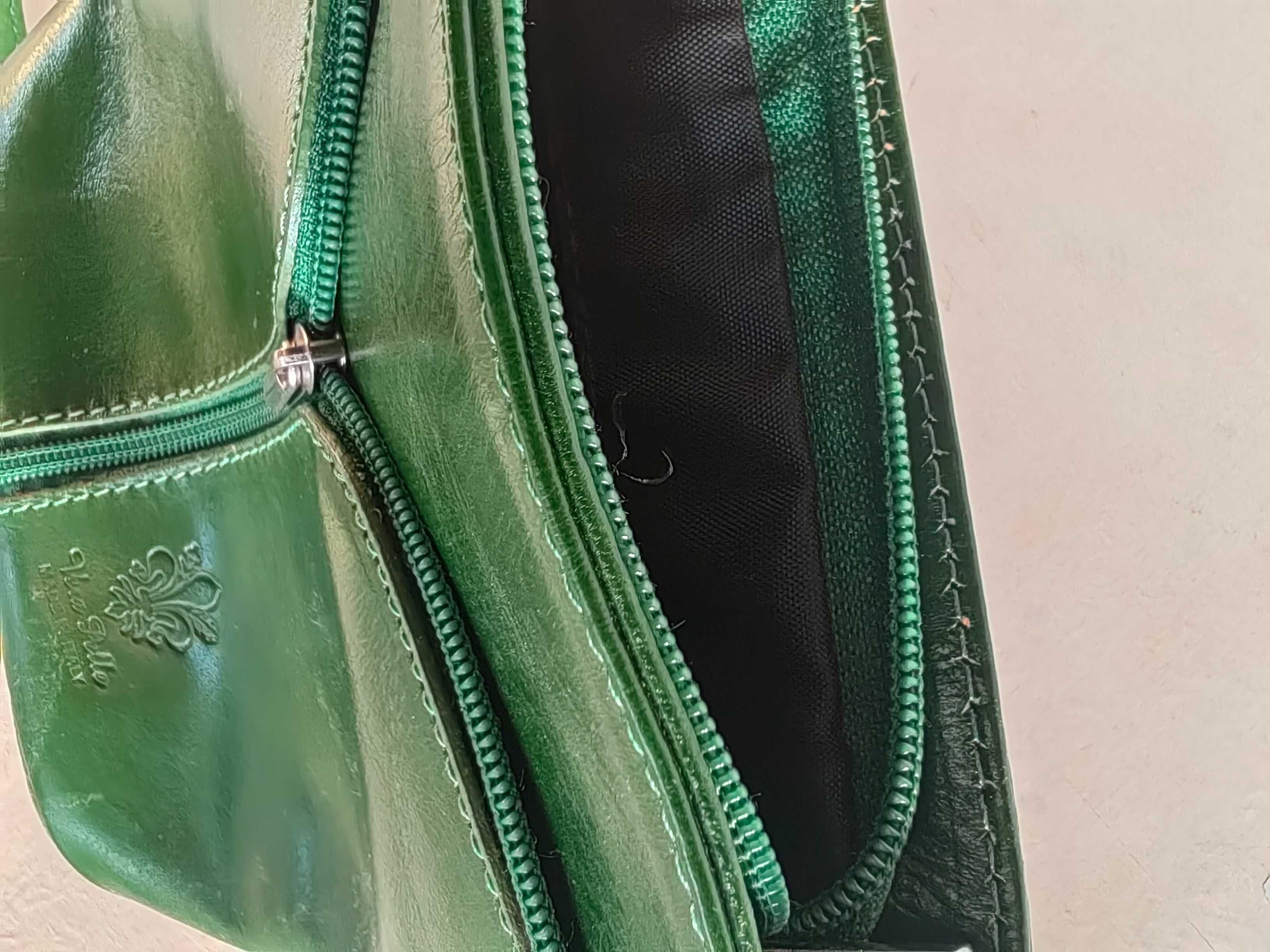 Bolsa De Couro Genuíno Das Mulheres, Verde, Itália