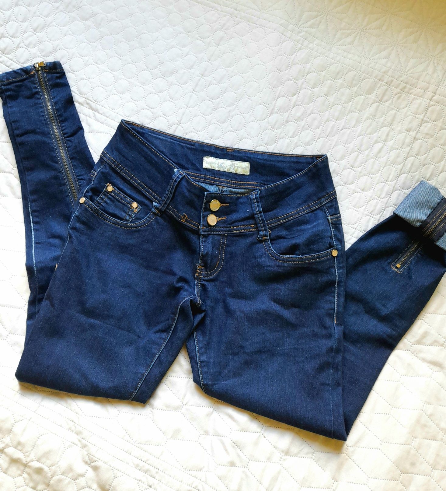 Spodnie jeansy rozsuwane nogawki XS 34