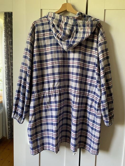 Bawełniana lekka kurtka jak bluza parka oversize  w kratę