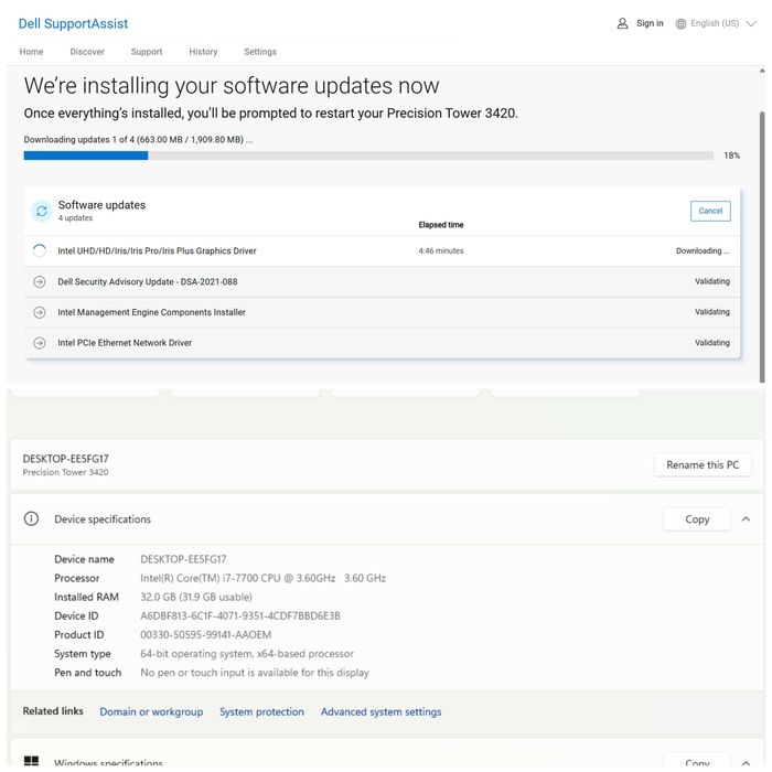 Dell precision SFF 3420 16GB i7-7700 Win11 SSD 256GB HDD 320GB