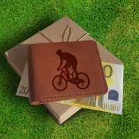 Prezent dla rowerzysty Portfel skórzany z grawerem handmade