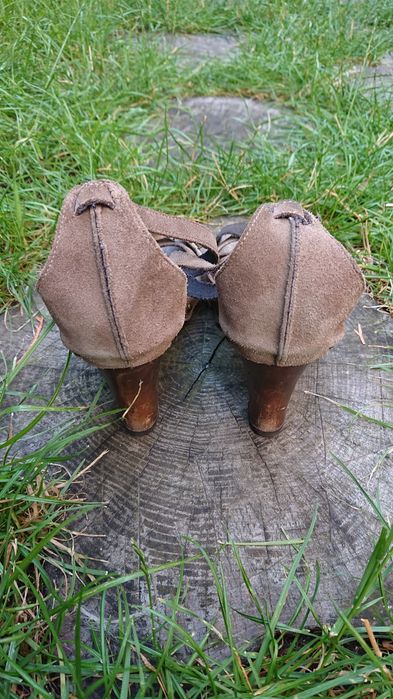 Venezia szare skórzane sandały sandałki drewniaki.