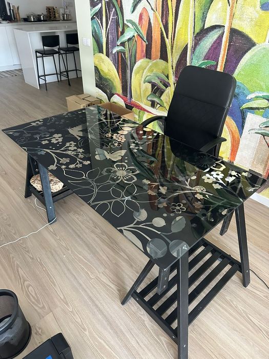 mesa de escritório Tampo de vidro