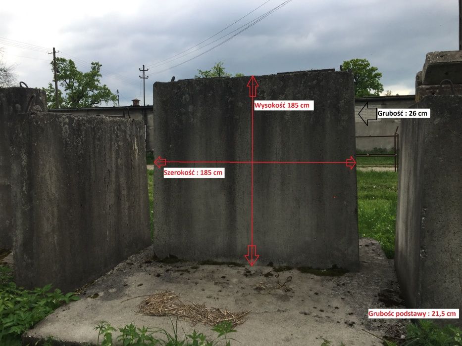 Elementy betonowe T, prefabrykaty, Elementy oporowe