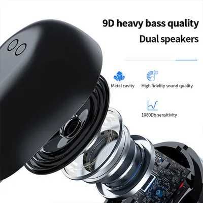 Słuchawki bezprzewodowe / bluetooth stereo TWS M9 + stacja białe