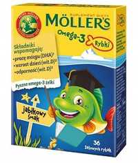 Дитячій риб'ячий жир MOLLERS Моллерс рибки зі смаком яблока 36 шт