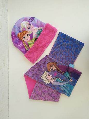Оригінальний набір шапка + шарф від Disney Анна & Ельза 5-8 років