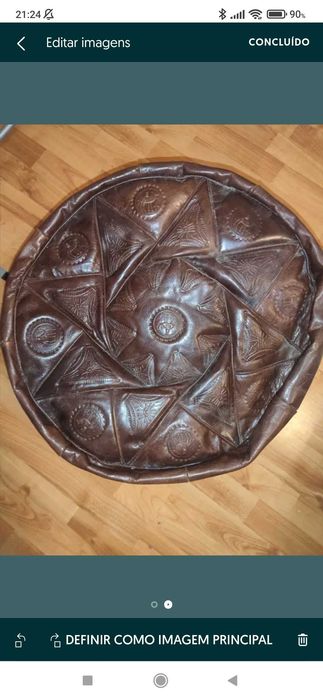 Puff em pele genuína